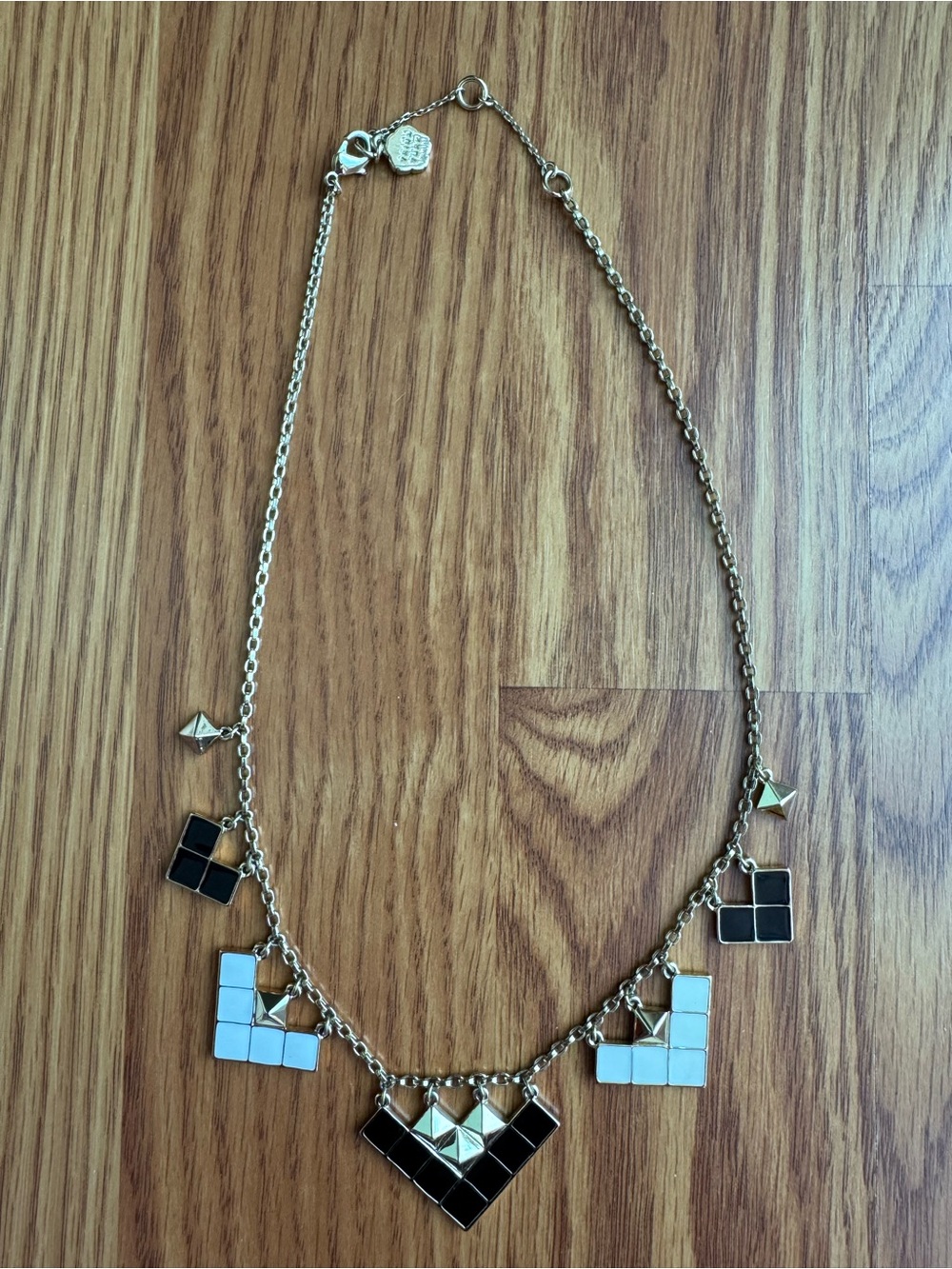 Trina Turk Gold Black and White Geometric Tile Necklace